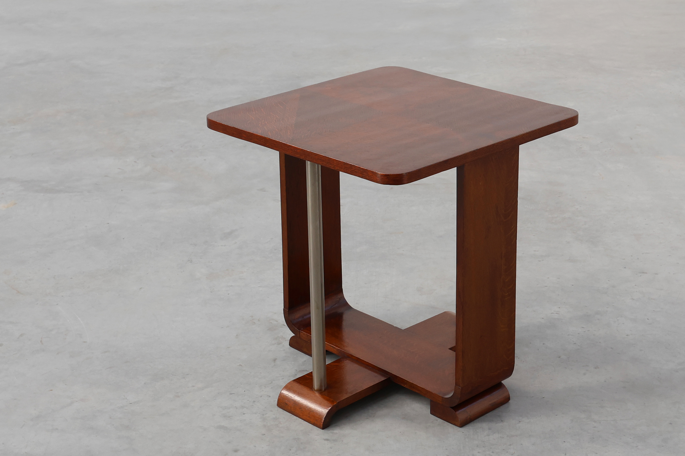 Art Deco square side table in oak veneer, France ca. 1925thumbnail